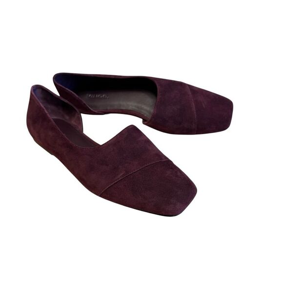 Vince Burgundy Suede Leather Cutout D’orsay Square Toe Flats Size 8.5 - Picture 4 of 9